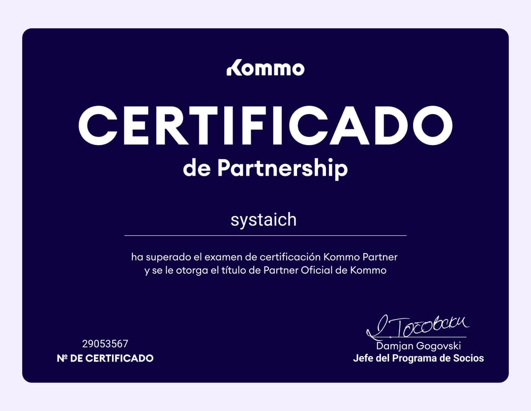 Certificado oficial de partnership Kommo CRM